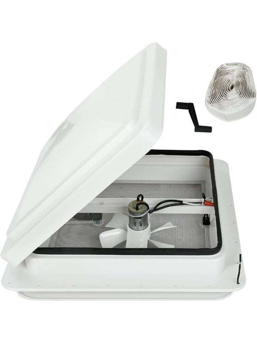 Universal 14" RV Roof Vent with 12V Fan & White Lid for Camper Trailers